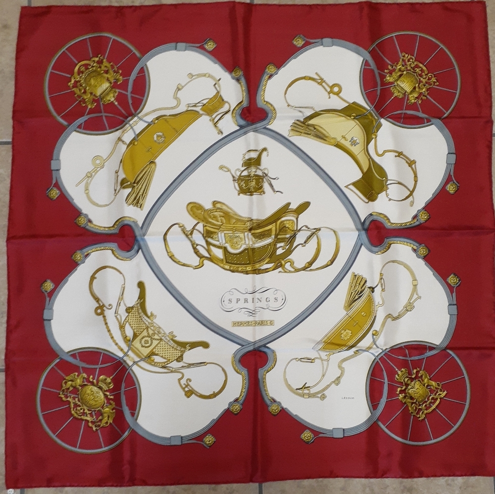 *SALE* Red Springs Scarf With Original Hermes Box 90cm Equestrian | Authentic!